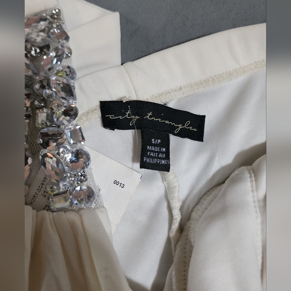 White Bodycon Dress with Rhinestone Detail - Picture 4 of 5